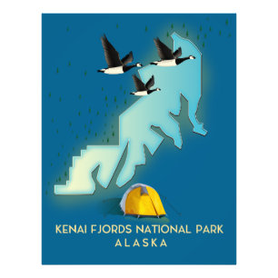 Kenai Fjords National Park Alaska Reisekarte Fotodruck