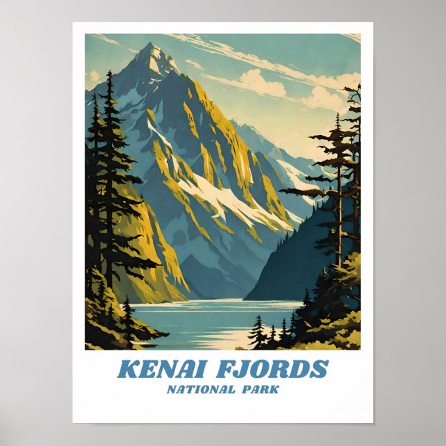 Kenai Fjords National Park Illustrationsretro Clas Poster (Vorne)