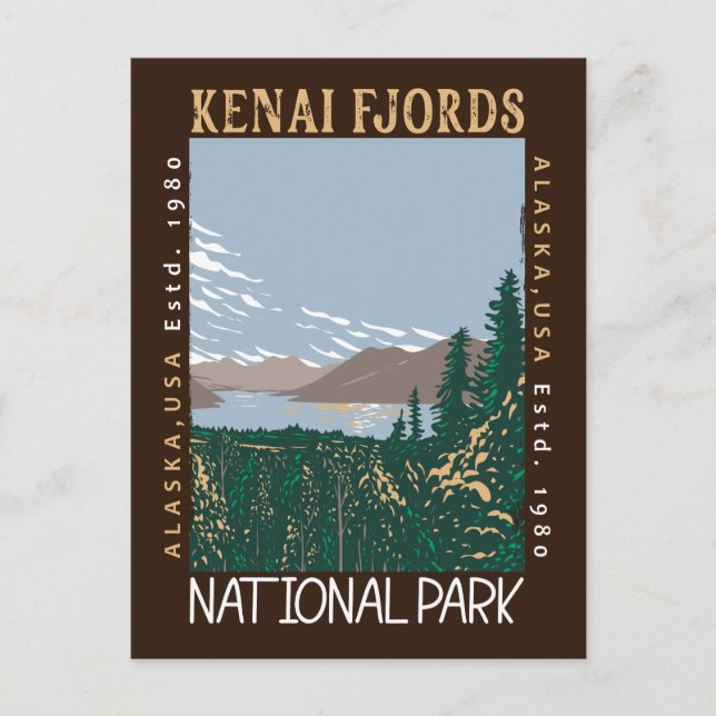 Kenai Fjords Nationalpark Alaska Retro erschüttert Postkarte (Vorderseite)