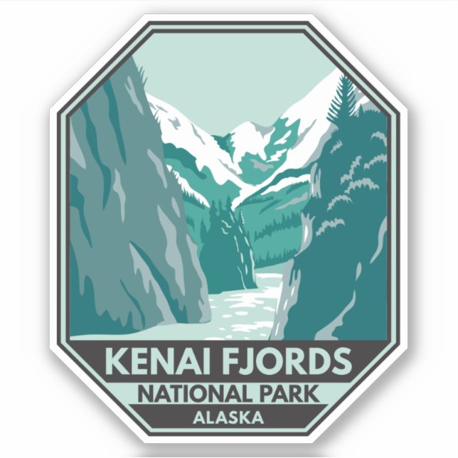Kenai Fjords Nationalpark Alaska Vintag Aufkleber (Vorderseite)