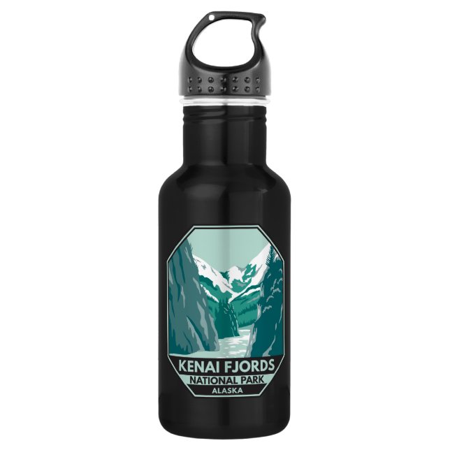 Kenai Fjords Nationalpark Alaska Vintag Edelstahlflasche (Vorderseite)