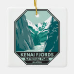Kenai Fjords Nationalpark Alaska Vintag Keramikornament<br><div class="desc">Kenai Fjords Vektorgrafik Design. Der Park ist ein amerikanischer Nationalpark,  der das Harding Icefield,  seine überfluteten Gletscher,  Küstenfjorde und Inseln unterhält.</div>