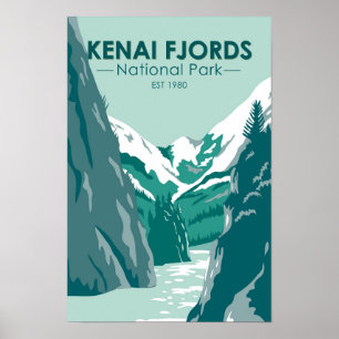 Kenai Fjords Nationalpark Alaska Vintag Poster