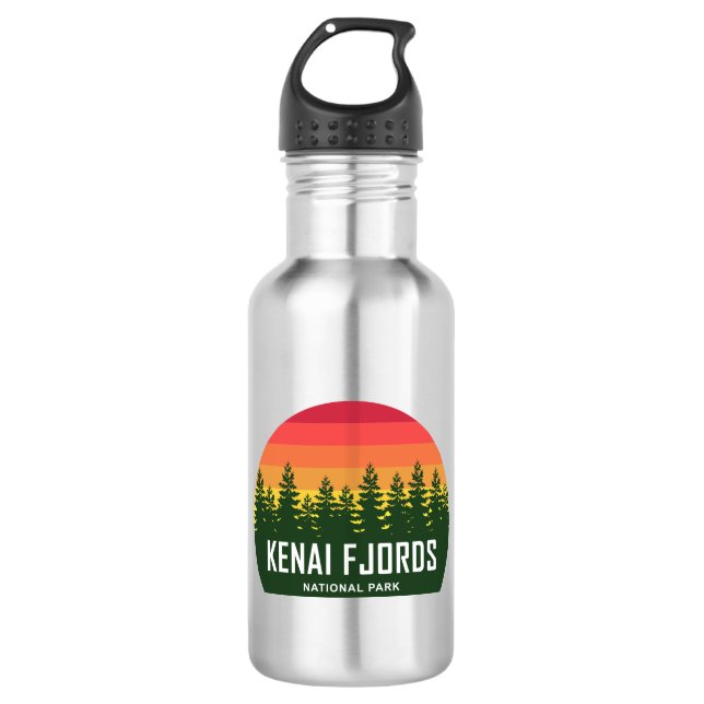 Kenai Fjords Nationalpark Edelstahlflasche (Vorderseite)