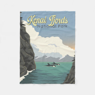 Kenai Fjords Nationalpark Illustration Reisen Art Fleecedecke
