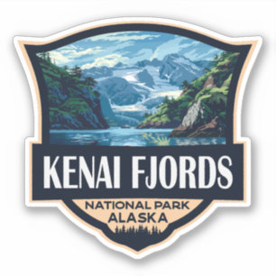 Kenai Fjords Nationalpark Illustration Retro Art Aufkleber