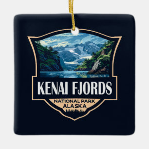 Kenai Fjords Nationalpark Illustration Retro Art Keramikornament