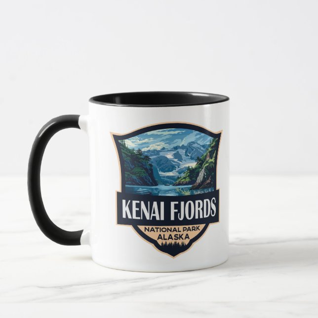 Kenai Fjords Nationalpark Illustration Retro Art Tasse (Links)