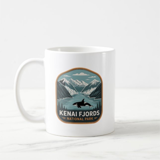 Kenai Fjords Nationalpark Orca Abzeichen Kaffeetasse (Links)