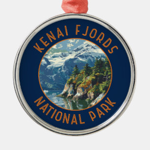 Kenai Fjords Nationalpark Retro Distressed Circle Ornament Aus Metall