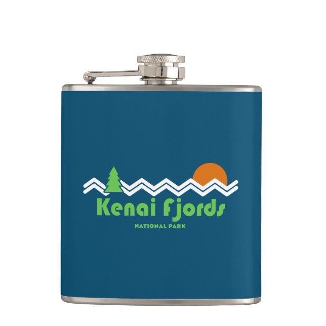 Kenai Fjords Nationalpark Retro Flachmann (Vorderseite)