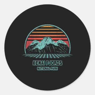Kenai Fjords Nationalpark Retro Wandern Vintage 80 Runder Aufkleber