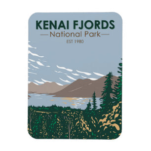 Kenai Fjords Nationalpark Skilak Vintag Magnet