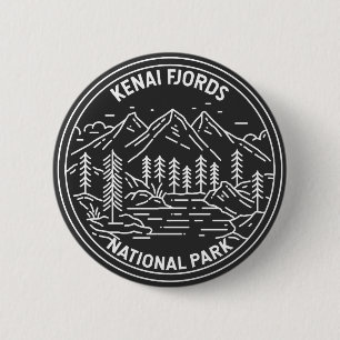 Kenai Fjords Nationalpark Vintage Monoline Button