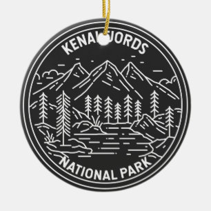 Kenai-Fjords-Nationalpark Vintage Monoline Keramik Ornament