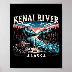 Kenai Fluss Alaska Ak Lachs Fischen Camping Wander Poster