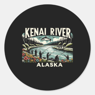 Kenai Fluss Alaska Ak Lachsangeln Naturfreunde Runder Aufkleber