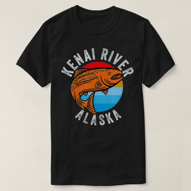 Kenai Fluss Alaska Angellachs Angler T-Shirt (Design vorne)