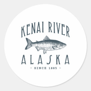 Kenai Fluss Alaska Fischiger Fischer Lustiger Angl Runder Aufkleber