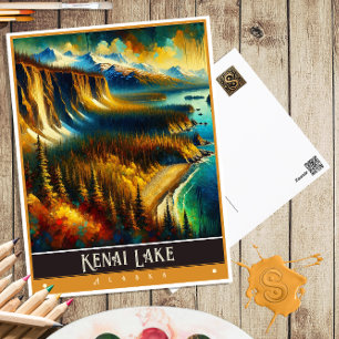 Kenai Lake, Alaska Vintage Malerei Postkarte
