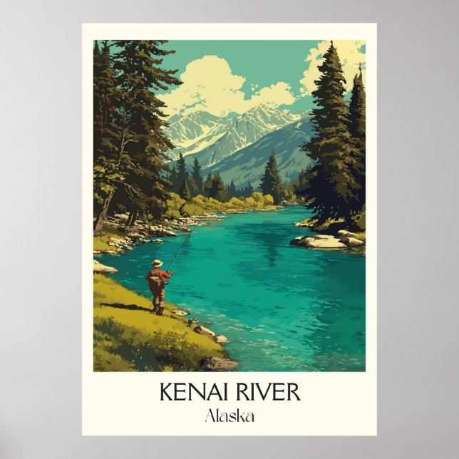 Kenai River Alaska Angeln Wildnis Poster (Vorne)