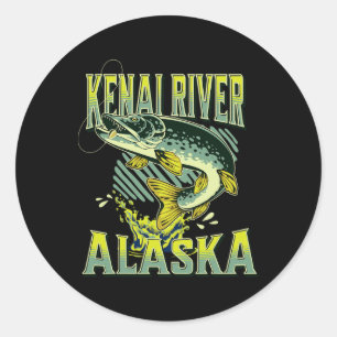 Kenai River Alaska Angelurlaub Angler Runder Aufkleber