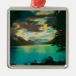 Kenai See, Alaska mit Sturm-Ansammlung Silbernes Ornament