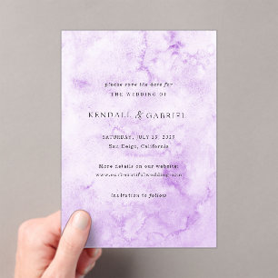 Kendall Lila Elegante Wedding Save the Date Acryleinladungen