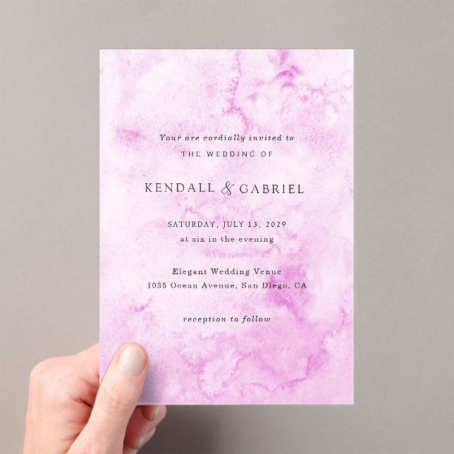 Kendall Pink Watercolor Elegante Hochzeit Acryleinladungen (Insitu (Handheld))