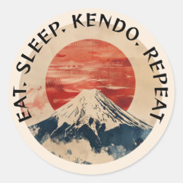 Kendo Eat Sleep Repeat Mount Fuji Runder Aufkleber