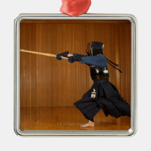 Kendo Fechter-Üben Silbernes Ornament