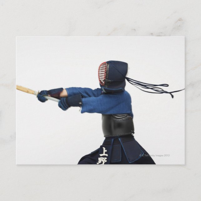 Kendo Fencer Practicing Postkarte (Vorderseite)