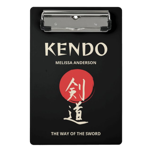 Kendo Vintage Rot Schwarz Mini Klemmbrett (Vorderseite)