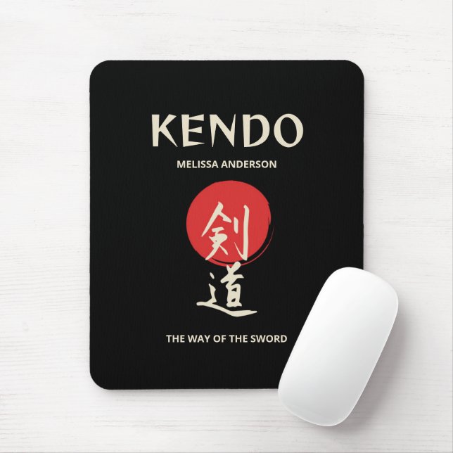 Kendo Vintage Rot Schwarz Mousepad (Mit Mouse)