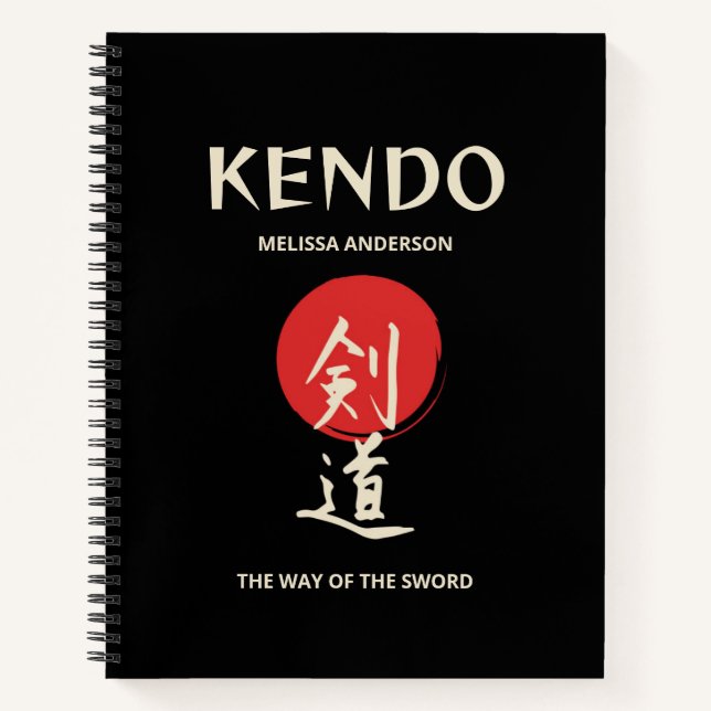 Kendo Vintage Rot Schwarz Praktiker Journal Notizbuch (Vorderseite)