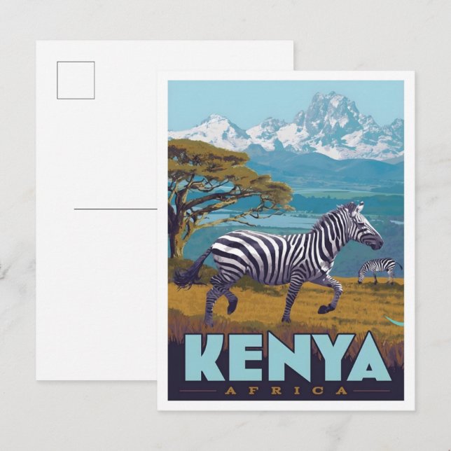Kenia Afrika Vintage Reise  Postkarte (Vorne/Hinten)