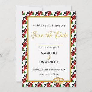KENIA Christliche Hochzeitsfeier nach Sitte und Br Save The Date