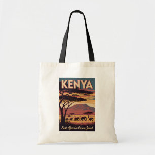 Kenia-Elefanten-Illustration Reise Kunst Vintage Tragetasche