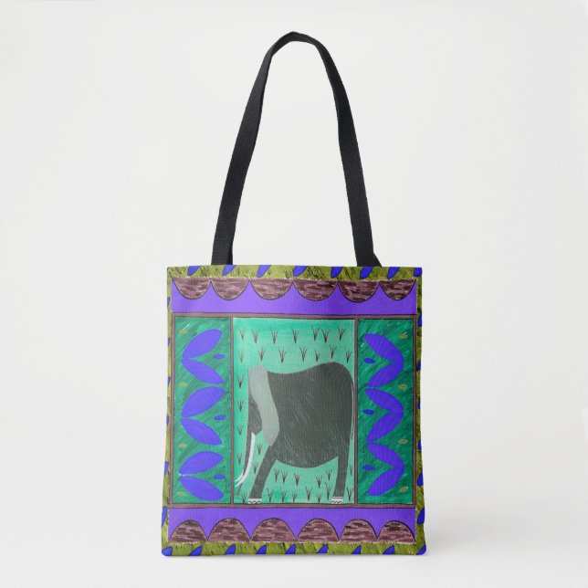 Kenia Elephant Blue Tote Tasche (Vorderseite)