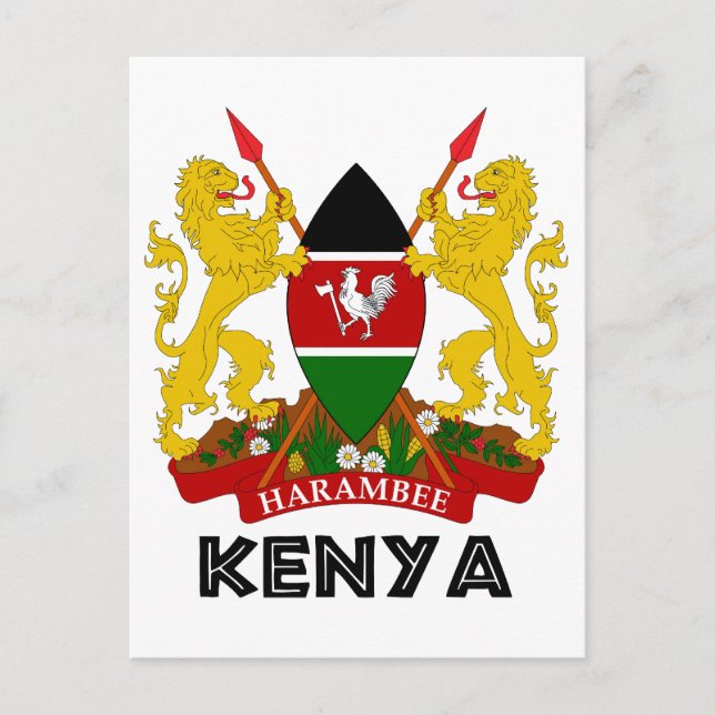 KENIA - Emblem / Flagge / Wappen / Symbol Postkarte (Vorderseite)