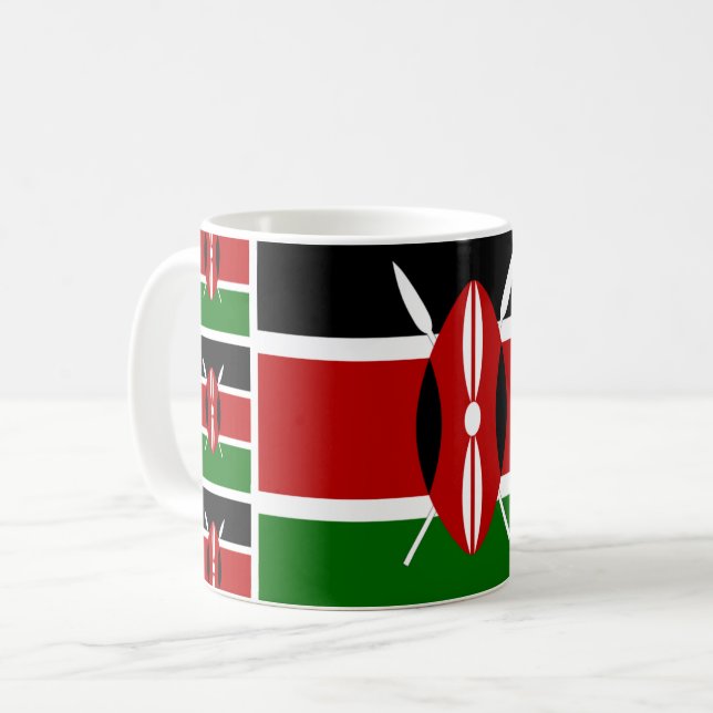 Kenia Flag Coffee Tasse, Patriotic Kenya Tee Cup Kaffeetasse (Vorderseite Links)