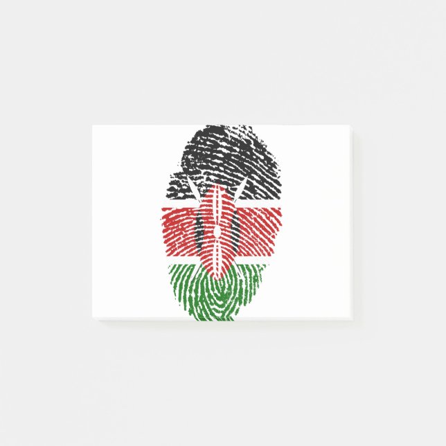 Kenia Flag Fingerprint Land Prioridentität Post-it Klebezettel (Vorderseite)