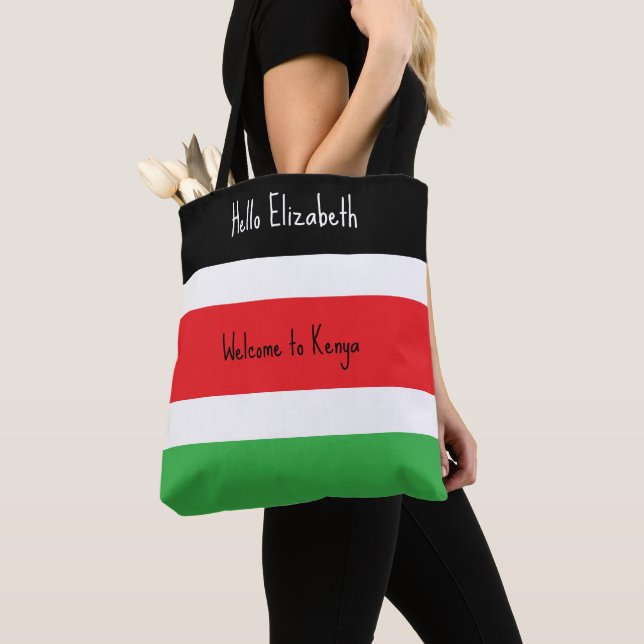 Kenia Flag, Hellschwarz, Rot und Grün Farben (Von Nahem)