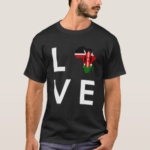 Kenia Flag Liebe Afrika Kontinentale Silhouette fü T-Shirt