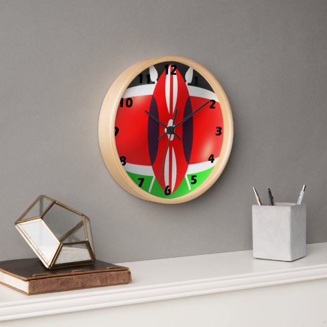 Kenia Flag Wall Clock Wanduhr (Büro)