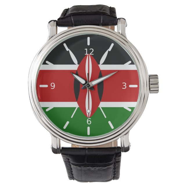 Kenia-Flagge Armbanduhr (Vorderseite)
