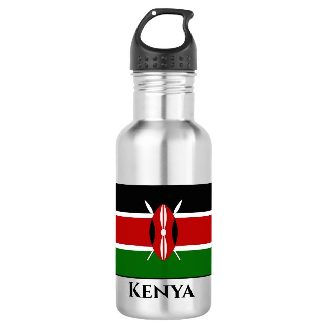Kenia-Flagge Edelstahlflasche (Vorderseite)