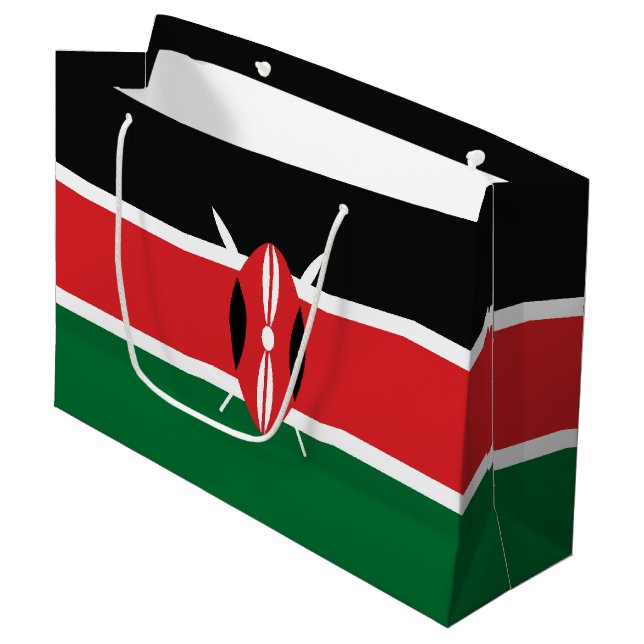 Kenia-Flagge Große Geschenktüte (Vorderseite Schrägansicht)