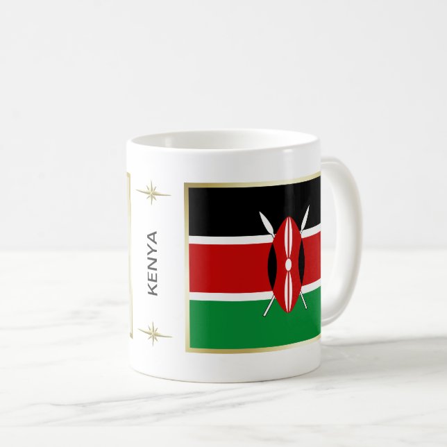Kenia-Flagge + Karten-Tasse Kaffeetasse (VorderseiteRechts)