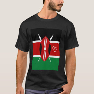 Kenia-Flagge Kenianisches Herz Stolzes Erbe Nation T-Shirt